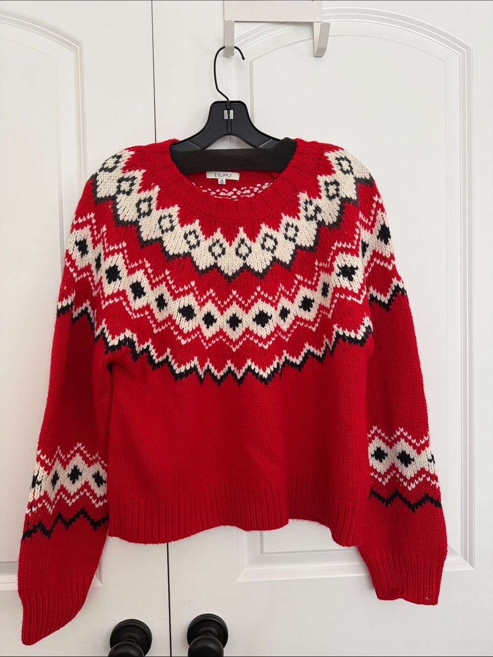 Z Supply Red Fair Isle Crewneck Sweater